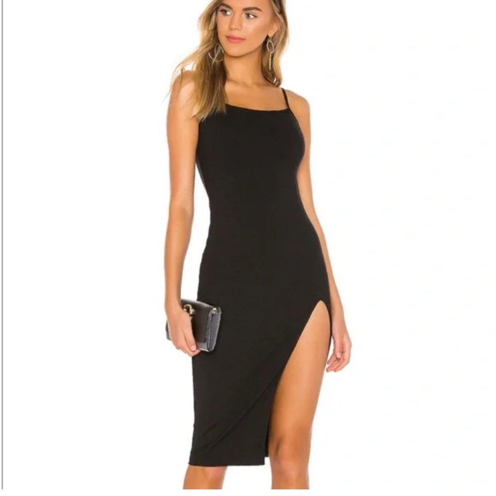 Superdown Candace Slit Ribbed Midi Dress